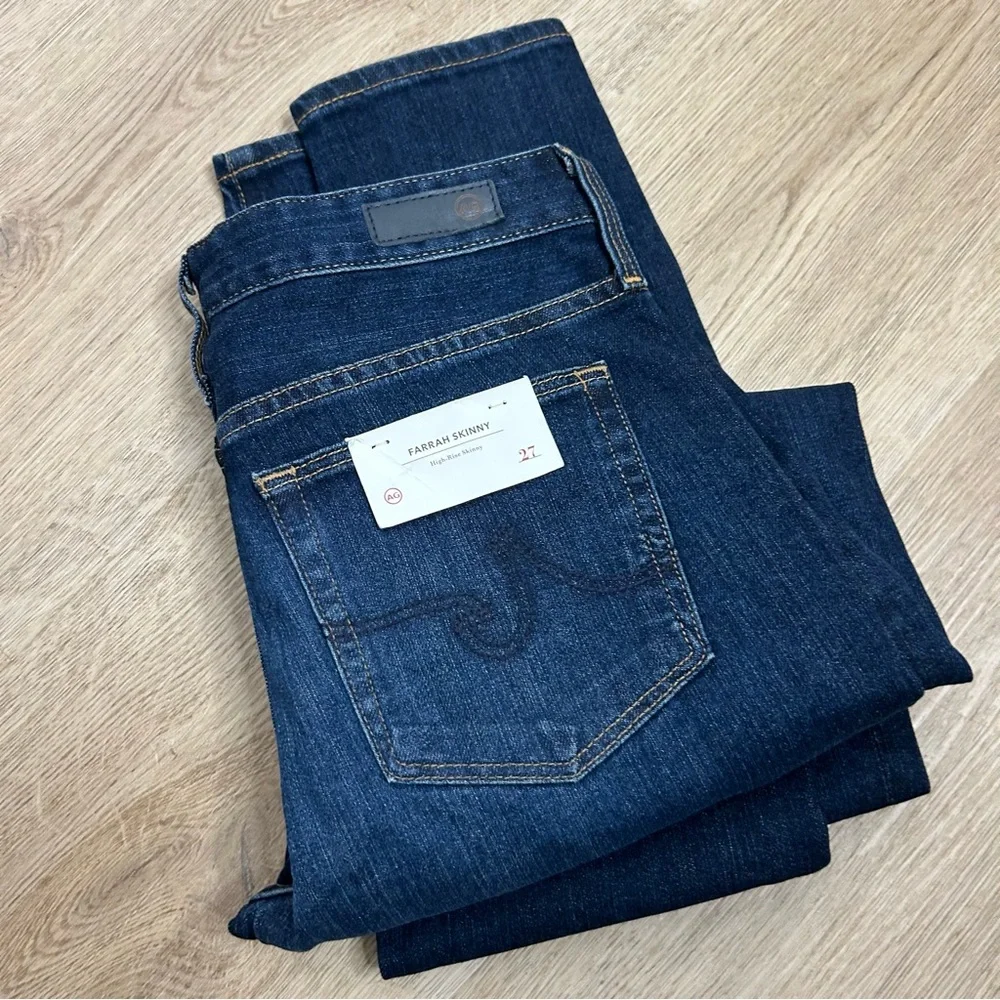 NWT AG The Farrah High Rise Dark Wash Skinny Jean Size 27